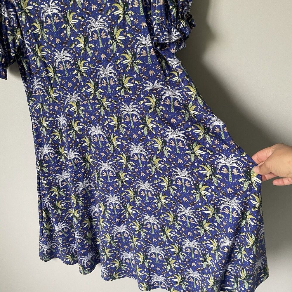 Boden Midi Sundress Tropical Palm Tree Print Purple Green Women's Size 12 Reg - Picture 7 of 12